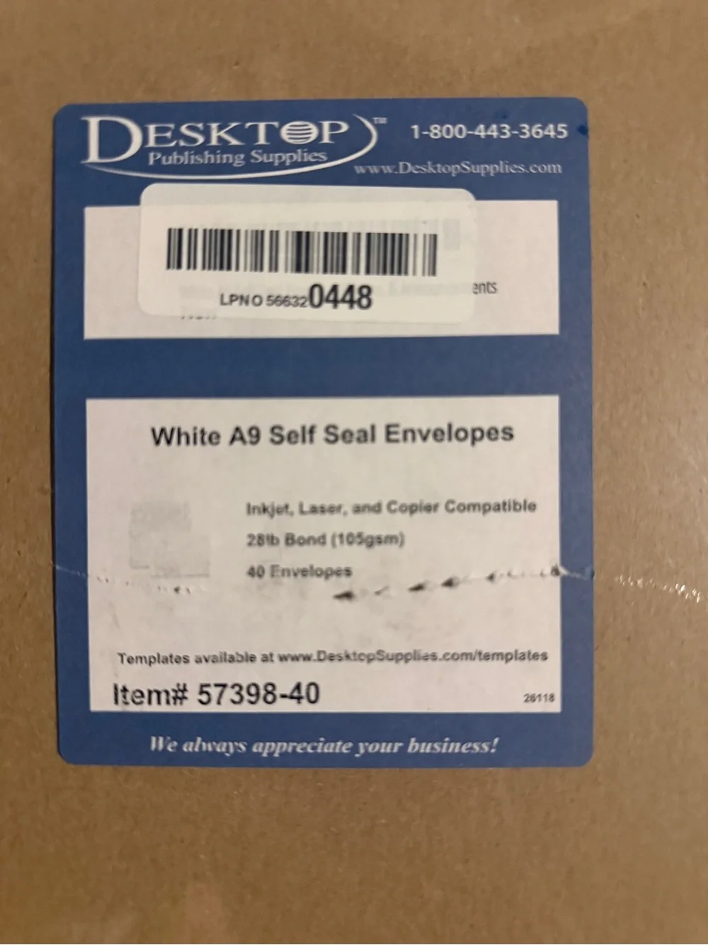 White A9 Self Seal Envelopes